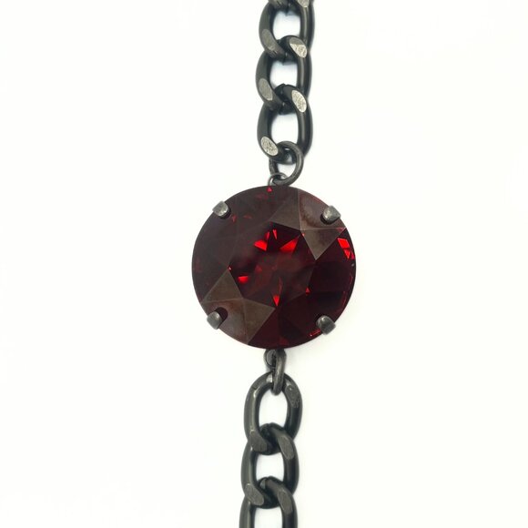 Handcrafted Large Siam Red Swarovski Crystal Chunky Chain Bracelet - Luxury Look - Picture 6 of 9
